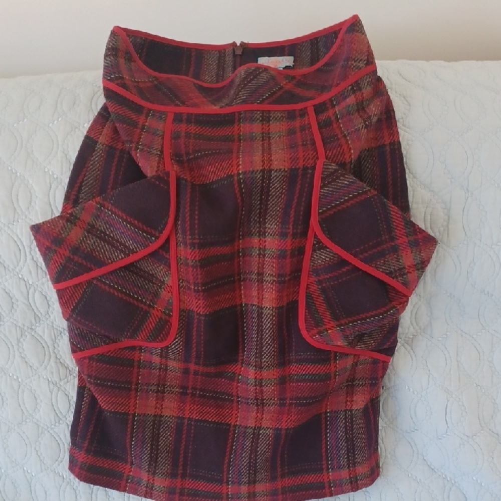 Plenty by Tracy Reese Vibrant Red and Black Plaid Pencil Skirt